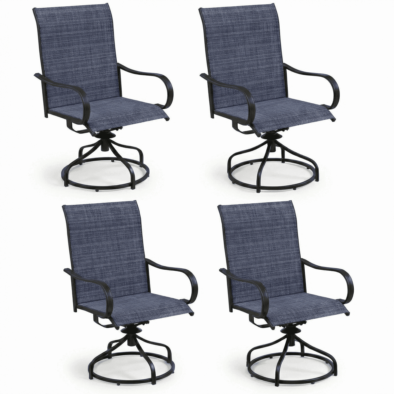 Arlopu Patio Swivel Chair Set of 4, All Weather Outdoor 360° Rocker Dining Chairs for Lawn Garden Backyard Deck, 330LBS