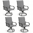 thumbnail image 1 of Arlopu Patio Swivel Chair Set of 4, Outdoor 360° Rocker Dining Chairs W/ 24" High Back & Ergonomic Armrest for Backyard Garden Deck, 330LBS, Gray, 1 of 10