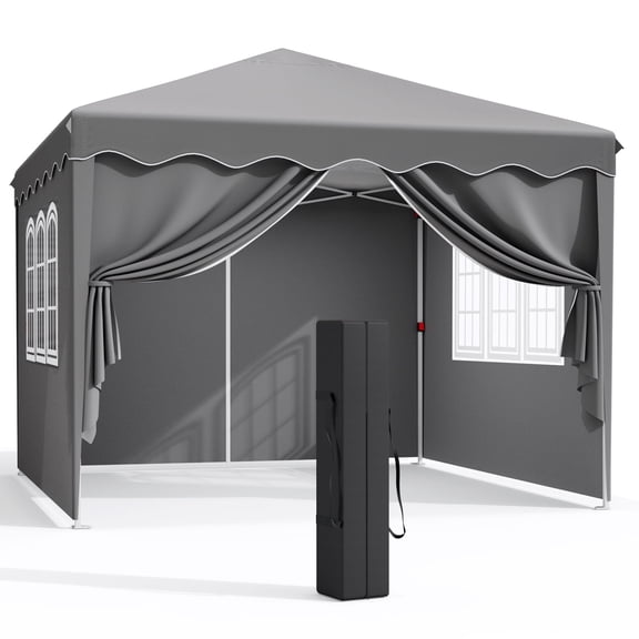 Arlopu 10x10FT Pop up Canopy Tent Outdoor Commercial Instant Canopy with 4 Sidewalls & Carrying Bag