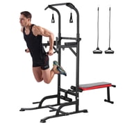 Arlopu Power Tower Adjustable Height Pull Up & Dip Station Multi-Function Home Strength Training Fitness Workout Station for Home Gym
