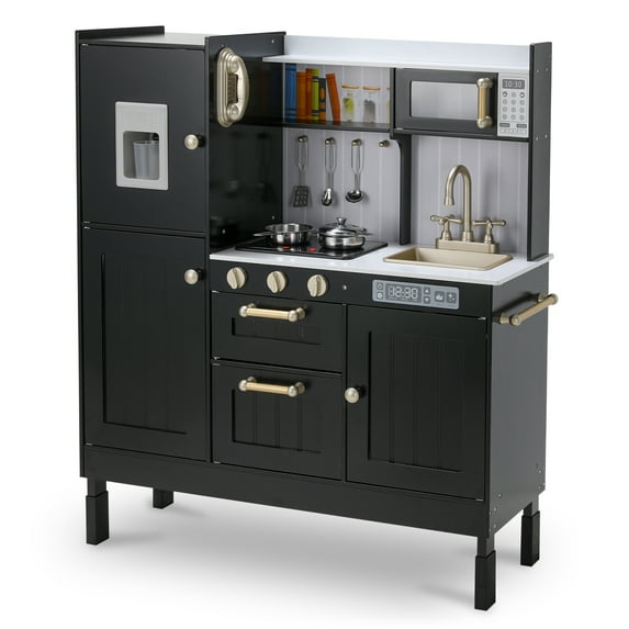 Arlopu Wooden Kids Kitchen Playset with Telephone, Utensils, Oven & Sink, Gift for Boys Girls Age 3+