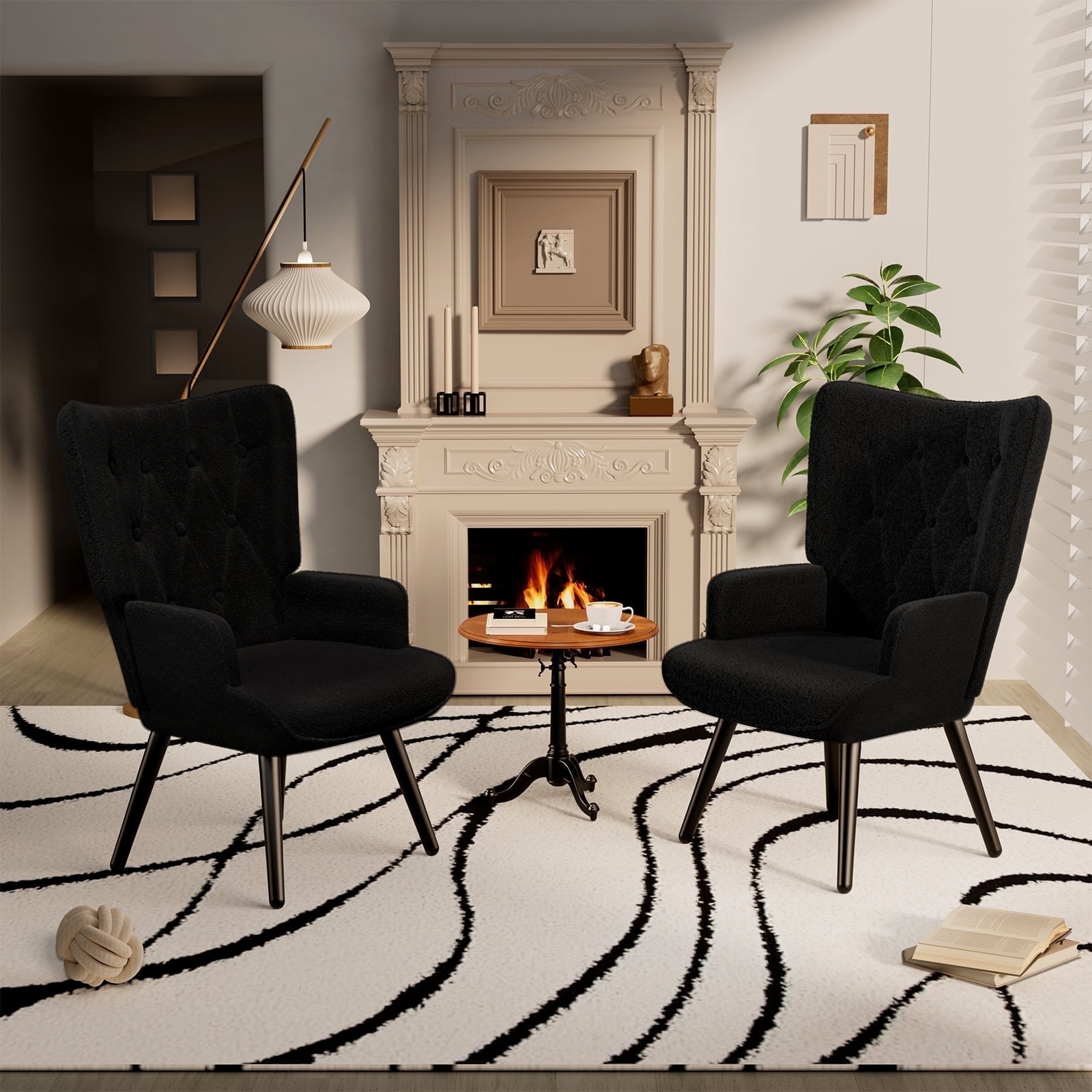 Arlopu Comfy Upholstered Armchair, PU Accent Chair, High Backrest