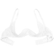 Arlun 1/4 Cup Push up Bras for Women Deep V Underwire High Supportive Lace Bra Lightweight Breathable See Through Padded Bras Pure Color Comfortable for Large White L