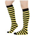 thumbnail image 1 of Arlun 1 Pair 2025 Fashion Womens Striped Thigh High Socks Soft Comfy Stretch Knee-High Stockings Christmas Holiday Winter Indoor Outdoor Leg Warmers Yellow One Size, 1 of 4