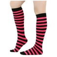 thumbnail image 1 of Arlun 1 Pair 2025 Fashion Womens Striped Thigh High Socks Soft Comfy Stretch Knee-High Stockings Christmas Holiday Winter Indoor Outdoor Leg Warmers Hot Pink One Size, 1 of 4