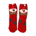 thumbnail image 1 of Arlun 1 Pair Lined Medium Tube Socks for Women Fuzzy Cozy Soft House Mid-Calf Socks Cute Snowman Reindeer Santa Graphic Design Grippers Slipper Socks for Christmas Red3 One Size, 1 of 3