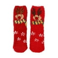 thumbnail image 1 of Arlun 1 Pair Lined Medium Tube Socks for Women Fuzzy Cozy Soft House Mid-Calf Socks Cute Snowman Reindeer Santa Graphic Design Grippers Slipper Socks for Christmas Red8 One Size, 1 of 3