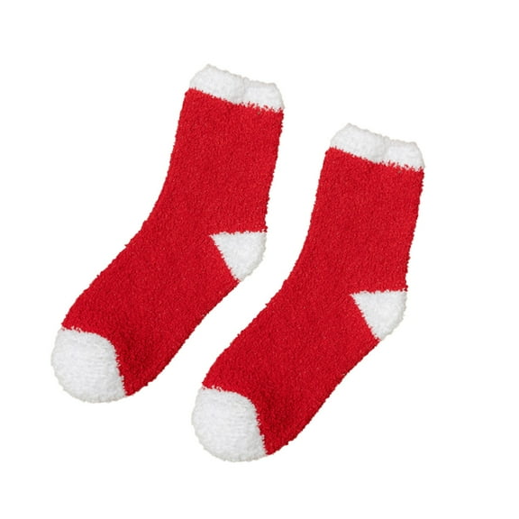 Arlun 1 Pair Funny Christmas Fuzzy Socks for Women X-Mas Holiday Striped Sherpa Lined Wool Mid-Calf Socks Cute Soft Cozy Winter Warm Home Medium Tube Socks White One Size