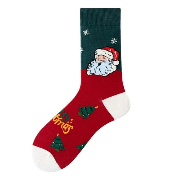Arlun 1 Pair Funny Christmas Socks for Women Xmas Holiday Santa Pattern Mid-Calf Socks 2025 Novelty Soft Non Medium Tube Socks Brick Red One Size