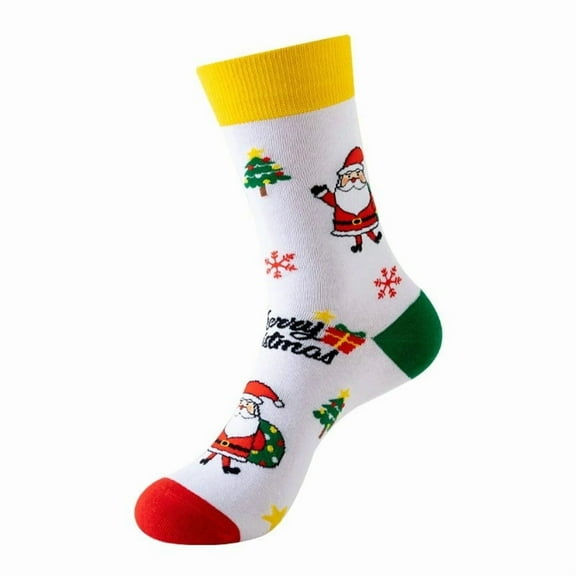 Arlun 1 Pair Funny Crazy Christmas Medium Tube Socks for Men Women Novelty Colorful Festival Xmas Cute Graphic Printed Cozy Casual Mid-Calf Socks Unisex Gifts for Happy Xmas Yellow One Size