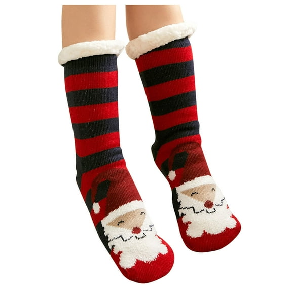 Arlun 1 Pair Slipper-Socks with Grips for Women Fuzzy Thick Soft Non Cute Cartoon Graphic Animal Patterned Soft Comfort Home Sleeping Cabin Mid-Calf Socks One Size