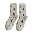 thumbnail image 1 of Arlun 1 Pair Thick Warm Cat Print Casual Socks for Women Cozy Homewear Fashion Warm Medium Tube Socks Fall Winter Comfort Mid-Calf Socks for Daily Wear Beige One Size, 1 of 3
