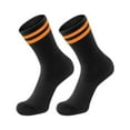 thumbnail image 1 of Arlun 1 Pair Unisex Athletic Crew Socks with Classic Two Stripes Design for Sports School and Casual Wear Comfort Breathable Mid-Calf Performance Cushioned Socks for Men Women Brown One Size, 1 of 2
