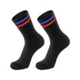 thumbnail image 1 of Arlun 1 Pair Unisex Athletic Crew Socks with Classic Two Stripes Design for Sports School and Casual Wear Comfort Breathable Mid-Calf Performance Cushioned Socks for Men Women Wine One Size, 1 of 2
