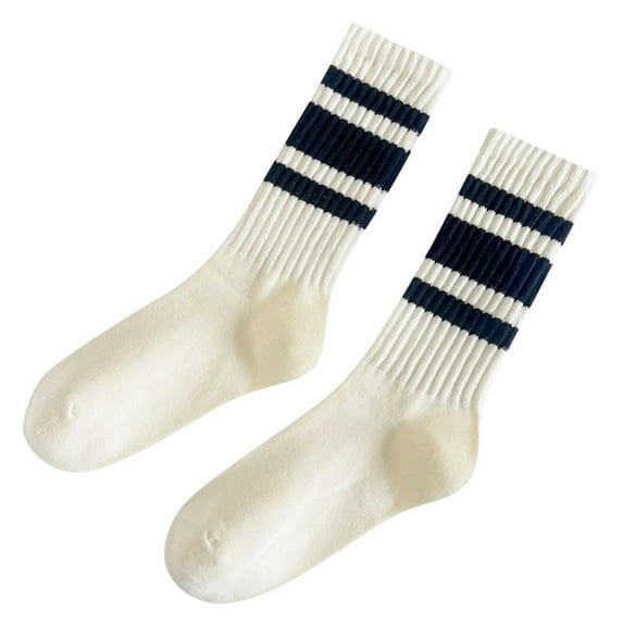 Arlun 1 Pair Unisex Mid-Calf Socks Retro Striped Printed Novelty Socks Vintage Casual Crew Socks Sporty Calf Socks Comfort Breathable Tube Cotton Socks for Men Women Black2 One Size
