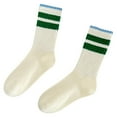 thumbnail image 1 of Arlun 1 Pair Unisex Mid-Calf Socks Retro Striped Printed Novelty Socks Vintage Casual Crew Socks Sporty Calf Socks Comfort Breathable Tube Cotton Socks for Men Women Green One Size, 1 of 2