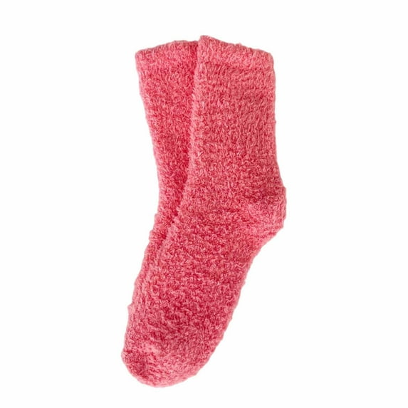 Arlun 1 Pair Warm Cozy Cloud Medium Tube Socks for Women Soft Comfort Fabric Fuzzy Socks Warm Home Sleep Winter Solid Color Preppy Mid-Calf Socks for Everyday Wear Watermelon Red2 One Size