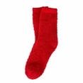thumbnail image 1 of Arlun 1 Pair Warm Cozy Cloud Medium Tube Socks for Women Soft Comfort Fabric Fuzzy Socks Warm Home Sleep Winter Solid Color Preppy Mid-Calf Socks for Everyday Wear Red2 One Size, 1 of 3