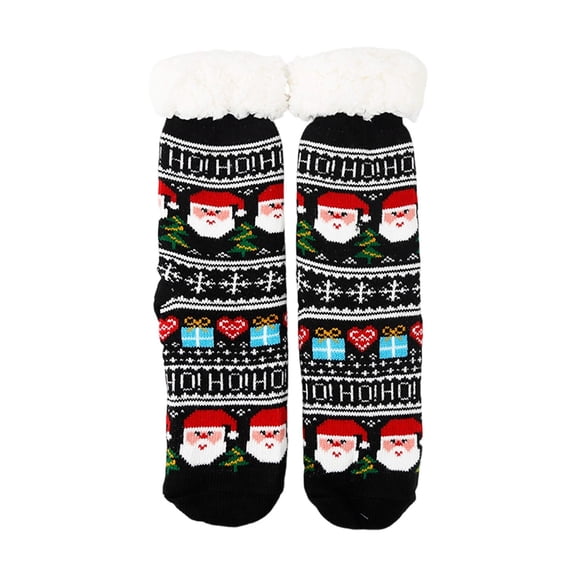 Arlun 1 Pair Women's Christmas Holiday Mid-Calf Socks Fluffy Trim Sherpa Lined Warm Sleep Medium Tube Socks Colorful Vintage Crazy Winter Soft Warm Comfort Socks Dark Blue One Size