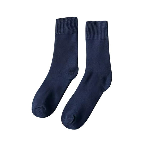 Arlun 1 Pair Women's Ultra Soft and Cozy Mid-Calf Socks Breathable Comfort Fit Stretchy Casual Ankle Socks Solid Color Cotton Warm Athletic Medium Tube Socks Navy One Size