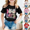 thumbnail image 1 of Arlun 100 Days of School T-Shirt Girls Boys Short Sleeve Graphic Tee for Back to School Cute Print Round Neck Casual Top Kids Soft Comfortable Daily Wear 140, 1 of 5