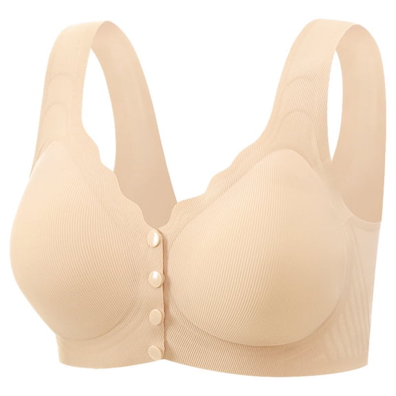 Arlun,2025 New Jelly Front Closure Bras for Women Wireless No Underwire Comfort Convenient Bra Plus Size Smooth Seamless Supportive Scalloped Design Bralettes Beige L