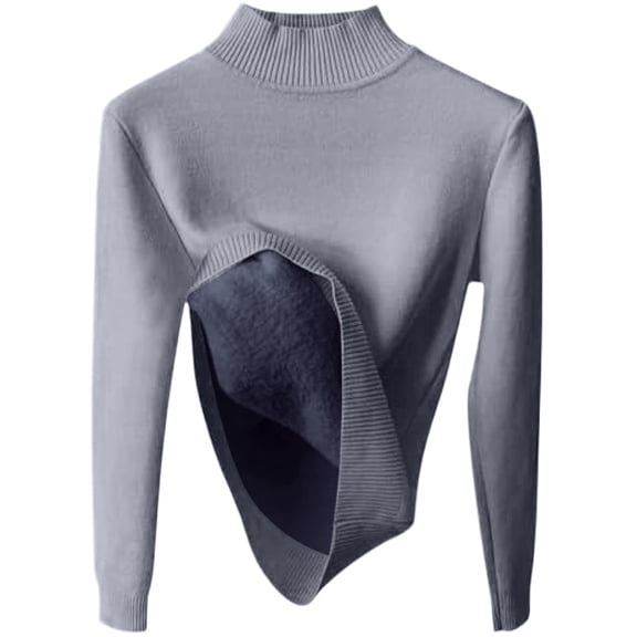 Arlun 2026 Winter Fleece Thick Knitted Bottoming Sweaters for Women Fleece-Lined Turtleneck Solid Color Pullover Sweater Soft Comfort Stretchy Warm Knit Base Layer Tops Grey S