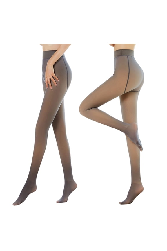 ,2PC Womens 90g Thin Translucent Tights Stocking High Waisted Warm Stretchy Fitted Comfy Tights New for Autumn and Winter Brown One Size