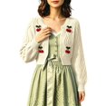 thumbnail image 1 of Arlun 3D Cherry Cropped Cardigan Sweater for Women Classic Crew Neck Open Front Long Sleeve Chunky Cardigans Cute Trendy Fall Winter Button down Short Outerwear, 1 of 6