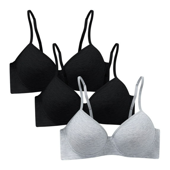 Arlun 3PC Womens Thin Cotton Breathable Sports Bras Wire Free Push Up Running A-Cup Bralettes Solid Color Lightweight Breathable Comfortable Bras Grey1 90C