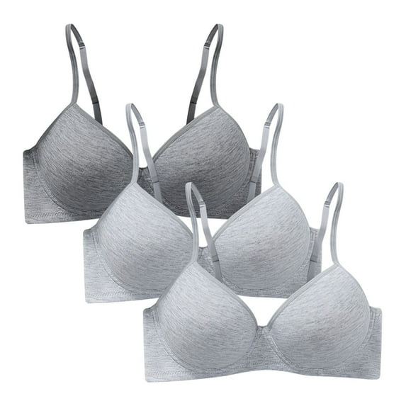 Arlun 3PC Womens Thin Cotton Breathable Sports Bras Wire Free Push Up Running A-Cup Bralettes Solid Color Lightweight Breathable Comfortable Bras Light Gray3 85C