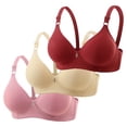 thumbnail image 1 of Arlun 3PCS Soft Wireless Comfort Bras for Women No Underwire Push up Seamless Bralettes Plus Size Breathable Thin Cup Wire Free Full Coverage Support Everyday Bras Watermelon Red 44, 1 of 7