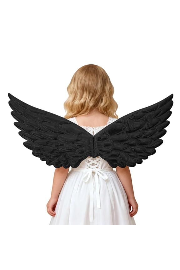 Angel Wings, Fairy Angel Gold Wings Fancy Dress Cos for Kids Women Girls Performance Halloween Carnival Christmas Birthday Party Black 14.96*7.87in