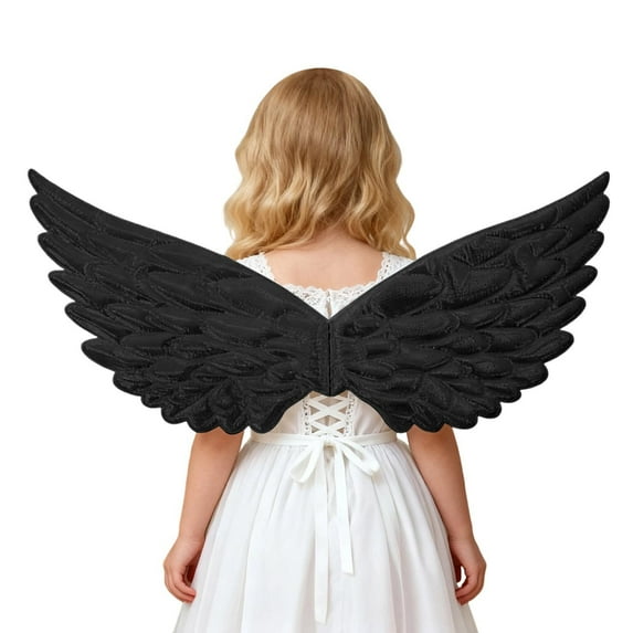 Arlun Angel Wings, Fairy Angel Gold Wings Fancy Dress Cos for Kids Women Girls Performance Halloween Carnival Christmas Birthday Party Black 14.96*7.87in