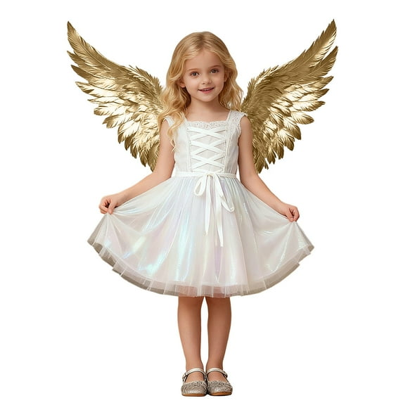Arlun Angel Wings, Fairy Angel Gold Wings Fancy Dress Cos for Kids Women Girls Performance Halloween Carnival Christmas Birthday Party Gold2 13.78*23.62in