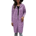 thumbnail image 1 of Arlun Aran Cardigan Sweaters for Women Oversized Cable Knit Open Front Hooded Cardigans Coats Solid Color Long Sweater Coats Fashion Winter Warm Outwear Purple XL, 1 of 5