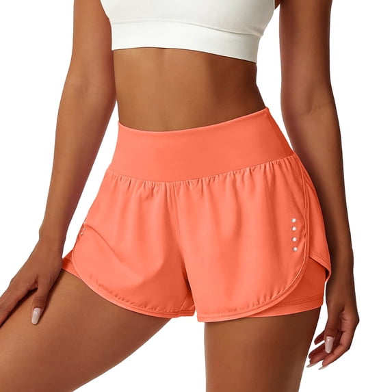 Arlun Athletic Running Shorts for Women 2 in 1 Stretch High Waisted Workout Gym Yoga Dolphin Shorts Lightweight Breathable Quick Drying Sports Short Pants with Lined Pockets 1-Pink S