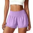 thumbnail image 1 of Arlun Athletic Running Shorts for Women 2 in 1 Stretch High Waisted Workout Gym Yoga Dolphin Shorts Lightweight Breathable Quick Drying Sports Short Pants with Lined Pockets 2-Purple XL, 1 of 8