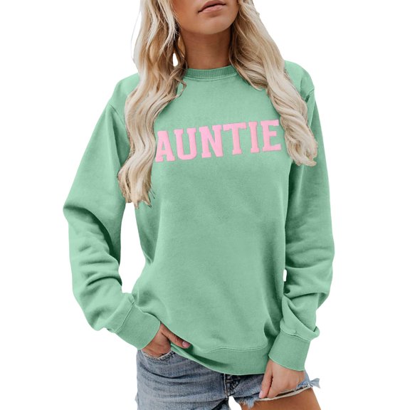 Arlun Auntie Sweatshirts for Women Cool Aunt Drop Shoulder Loose Comfy Casual Sweatshirt Spring Winter Crewneck Long Sleeve Pullover Tops Fashion Clothes Funny Gifts for Aunt Mint Green XXXL