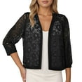 thumbnail image 1 of Arlun Black Lace Cardigans for Women 3/4 Sleeve Knit Open Front Elegant Lightweight Casual Tops Basic Solid Color Thin Breathable Fall Fashion Outwear for Daily Wear Black S, 1 of 5