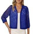 thumbnail image 1 of Arlun Black Lace Cardigans for Women 3/4 Sleeve Knit Open Front Elegant Lightweight Casual Tops Basic Solid Color Thin Breathable Fall Fashion Outwear for Daily Wear Blue M, 1 of 5