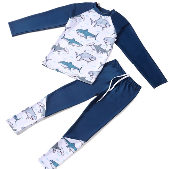 Arlun Boys Long Sleeve and Long Pants Rash Guard Swimwear Upf 50+ Sun Two Piece Separates Swim Suits for Beach Pool Comfortable Quick-Dry Printed Bathing Sets White1 5-6 Years