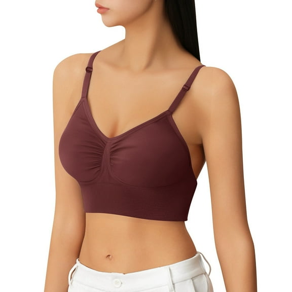 Arlun,Bras for Women with Support Comfortable Sports Bras No Underwire Seamless Soft Breathable Everyday Bras Women's Simple Casual Bralettes for All Season Brown S
