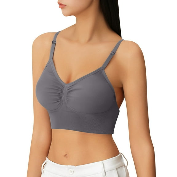 Arlun,Bras for Women with Support Comfortable Sports Bras No Underwire Seamless Soft Breathable Everyday Bras Women's Simple Casual Bralettes for All Season Grey XL