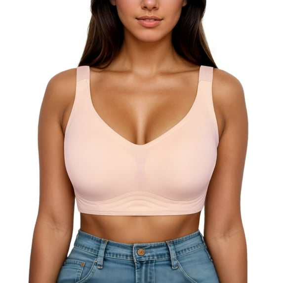 Arlun,Bras for Women Supportive Wireless Push up Bra Full Coverage No Underwear Smooth Seamless Bralettes Comfortable Breathable Plus Size for Older Women Pink L