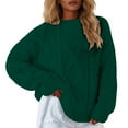 thumbnail image 1 of Arlun Cable Knit Sweaters for Women Trendy Crewneck Loose Long Sleeve Pullover Sweater Oversized Knitted Winter Warm Soft Comfy Casual Stylish Tops Green XL, 1 of 5