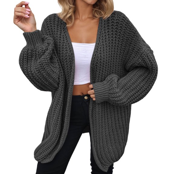 Arlun Cardigan Sweater for Women Fall Winter 2025 Trendy Waffle Knit Loose Open Front Dressy Cardigans Soft Cozy Warm Outwear for Work Casual Wear Grey M