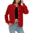 thumbnail image 1 of Arlun Cardigan Sweaters for Women Trendy Long Sleeve Open Front Button down Jackets Loose Fit Solid Color Soft Comfy Warm Tops 2025 Fall Clothes Winter Coats Red One Size, 1 of 4