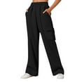 thumbnail image 1 of Arlun Cargo Sweatpants for Women Casual High Waisted Drawstring Wide Leg Sweat Pants Oversized Comfy Athletic Baggy Joggers Trousers with Pockets Black L, 1 of 4