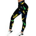 thumbnail image 1 of Arlun Carnival Leggings for Women Women's Carnival Colorful Feather Print Casual Sports Yoga Pants Fashion High Waisted Stretch Casual Leggings Green L, 1 of 4